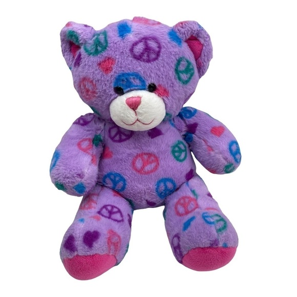 Build A Bear Workshop Peace & Hugs Stuffed Plush Teddy Bear Purple 15 Inches - Picture 1 of 5